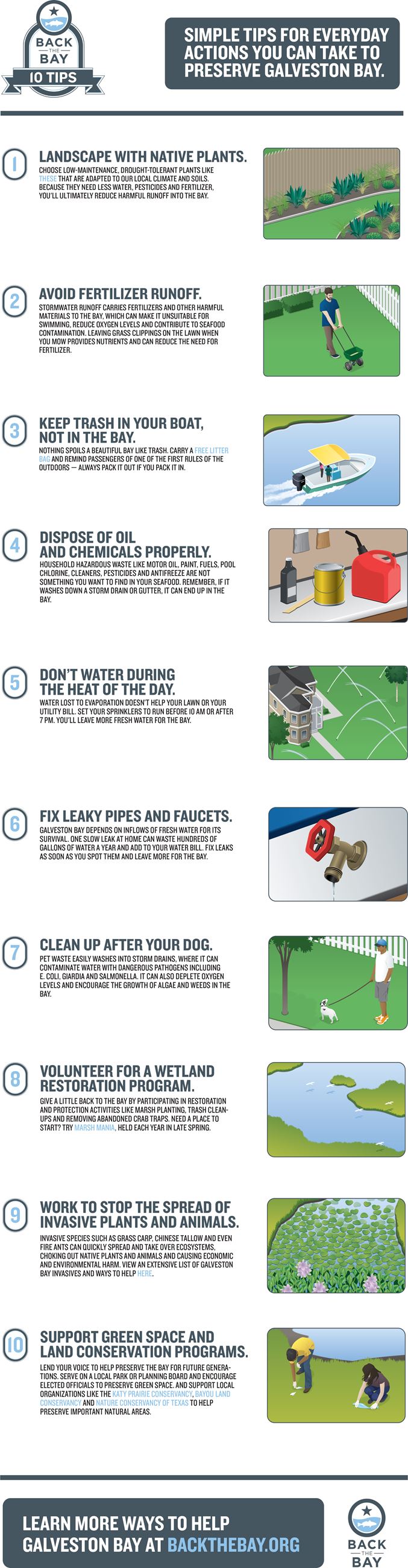 10 Tips for everyday action to preserve Galveston Bay